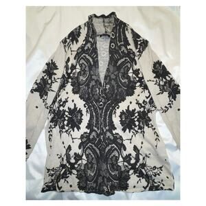 II Sisters Beautiful Lace‎ Pattern Cardigan - Size L - Wool & Cotton Blend